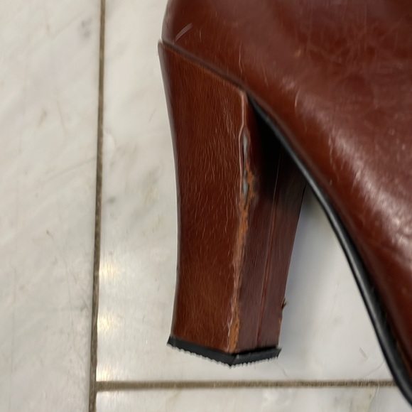 Baci, 7.5, Rockette red brown leather heeled boots with floral lining, vintage? - Picture 9 of 16